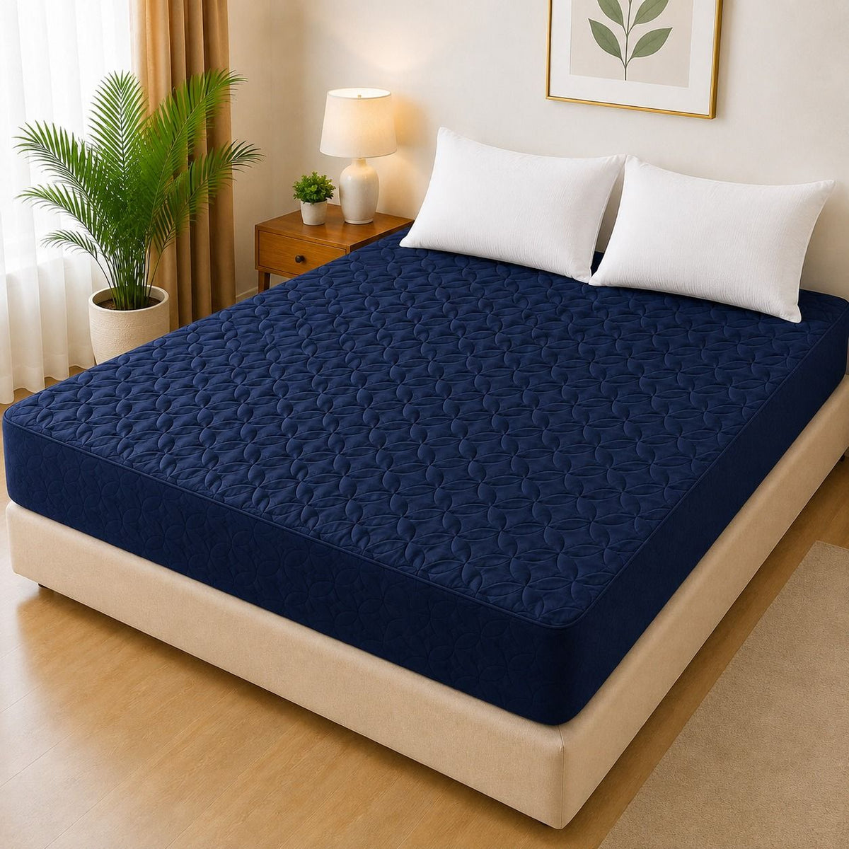 Ultrasonic Quilted Waterproof Mattress Protector – Joint-Free Fitted Cover (King Size) - Black