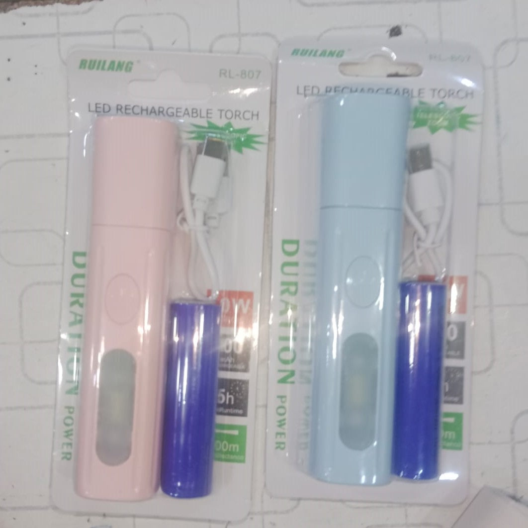 Ruilang RL-807 LED Rechargeable Flashlight - Lighting Product Designed For Illumination And Daily Lighting Routine (Random Color)