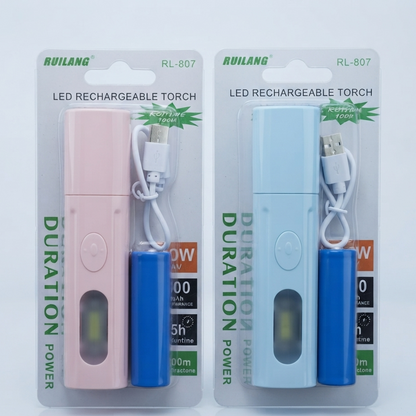 Ruilang RL-807 LED Rechargeable Flashlight - Lighting Product Designed For Illumination And Daily Lighting Routine (Random Color)