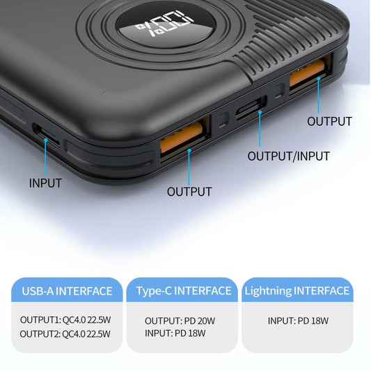 Aspor A320 Power Bank 10000mah 22.5w Fast Charging With Display - Electronic Device Designed For Power Backup