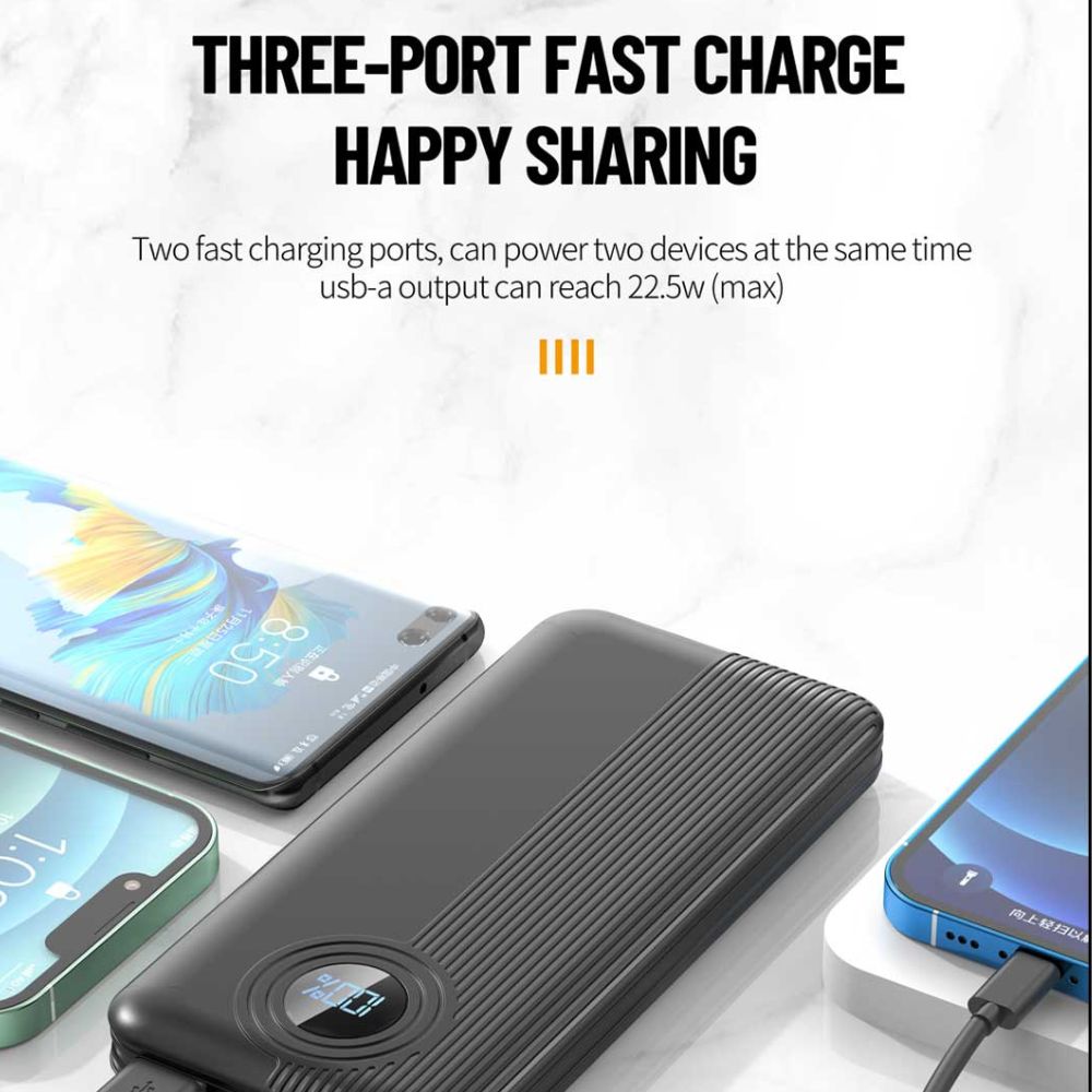 Aspor A320 Power Bank 10000mah 22.5w Fast Charging With Display - Electronic Device Designed For Power Backup