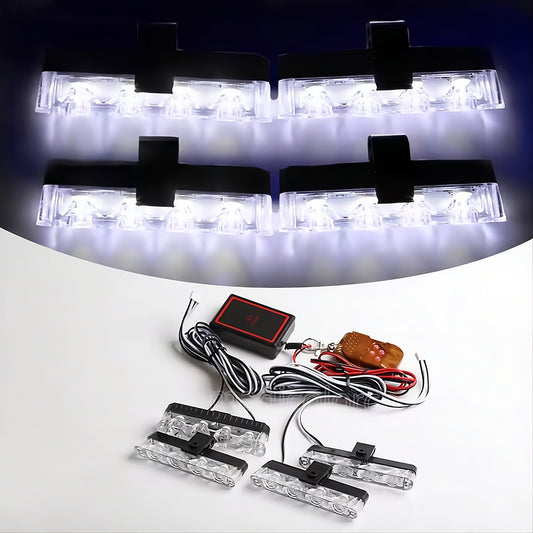 LED Strobe Flashing Light Kit with Wireless Remote – 16 Flash Modes for Cars & Bikes