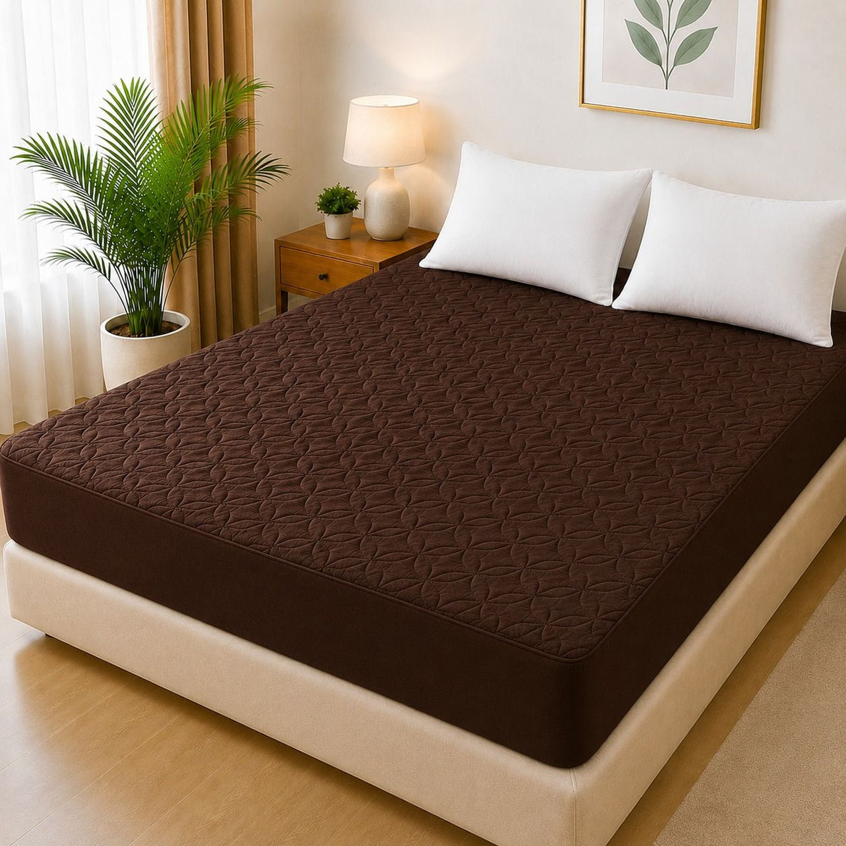 Ultrasonic Quilted Waterproof Mattress Protector – Joint-Free Fitted Cover (King Size) - Black