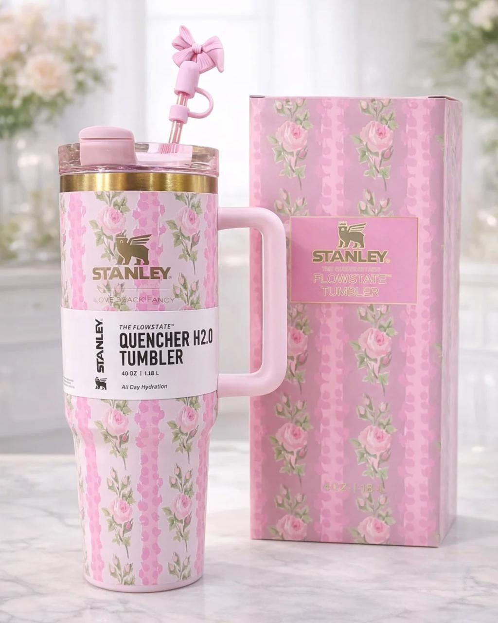 Stanley Premium Quality Floral Tumbler 40oz - Blue Floral