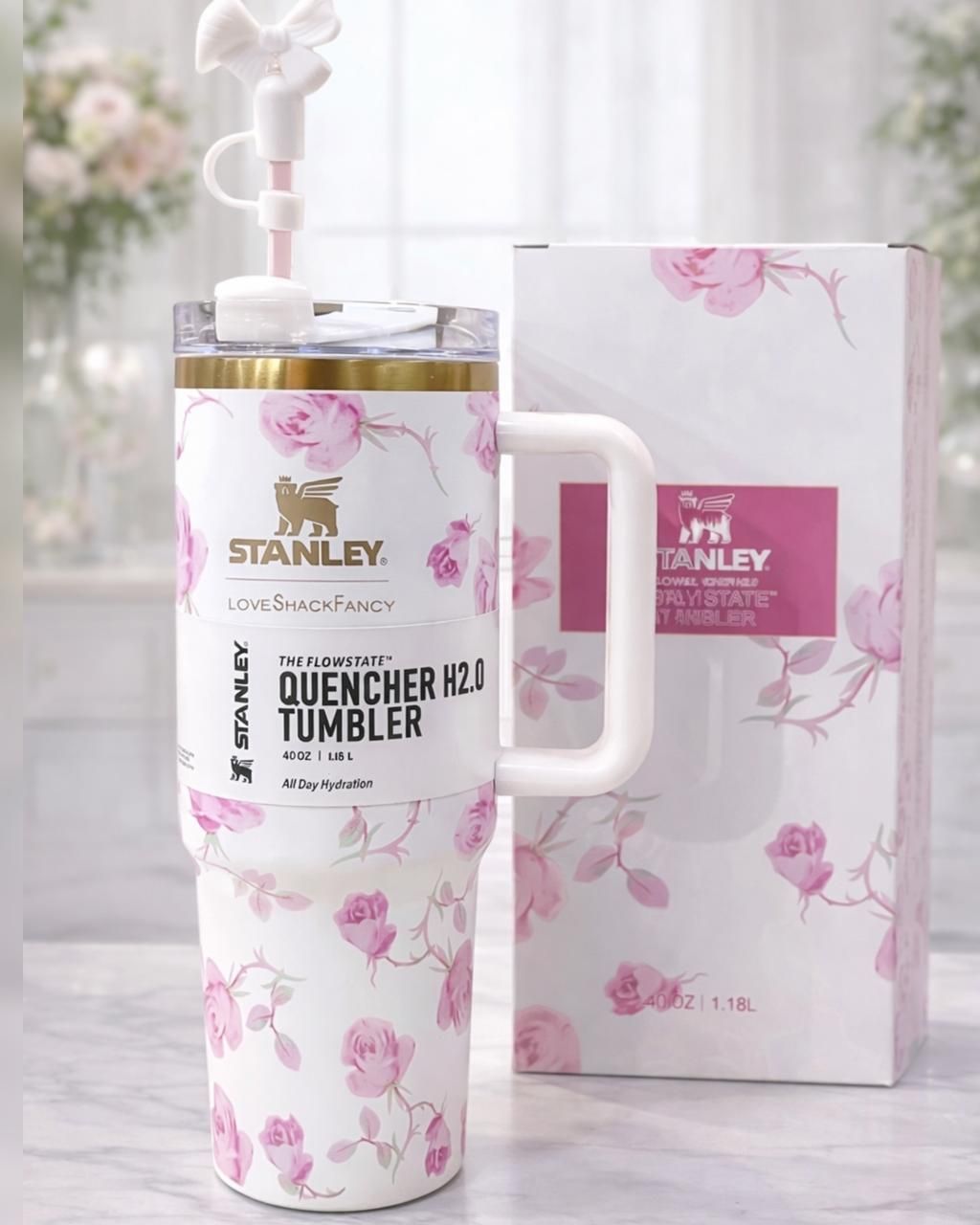 Stanley Premium Quality Floral Tumbler 40oz - Blue Floral