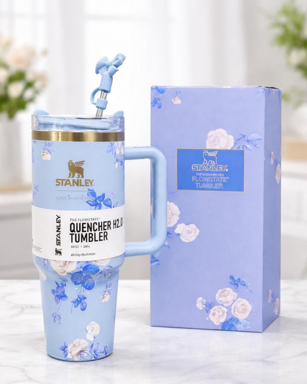 Stanley Premium Quality Floral Tumbler 40oz - Blue Floral